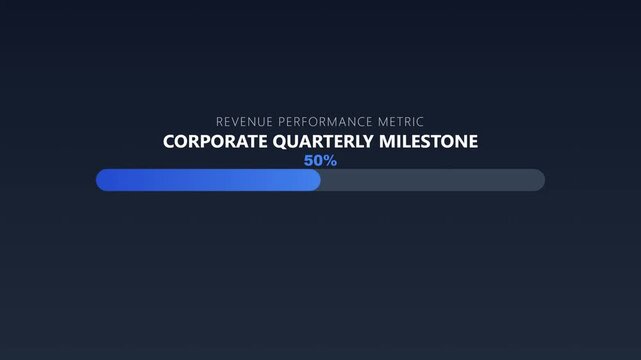Corporate Revenue Performance and Quarterly Business Milestone with Financial Progress Bar on Dark Background