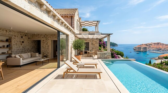 Coastal Stone Villa in Dubrovnik with Infinity Pool and Adriatic Sea Views