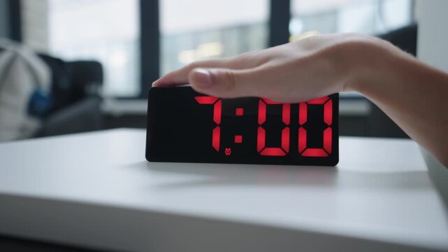 Human hand rests on top digital scanner device surface. Red led light indicator glows underneath skin during quick authentication process