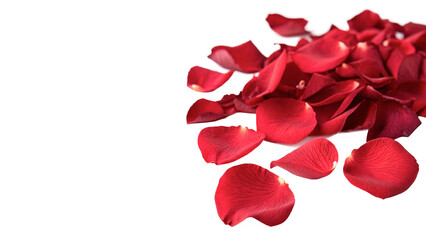 Pile of natural romantic bright red rose petals decoration isolated on transparent background © Davis