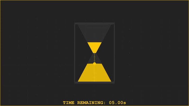 Minimalist hourglass animation with digital countdown timer