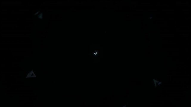 White Check Mark Animation Against Black Background With Subtle Particles