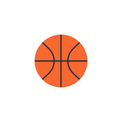 Fototapeta premium Simple orange basketball ball icon with black lines flat graphic design isolated on transparent background, Vector