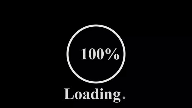 Minimalist Circular Loading Bar Animation with Percentage Counter on Black Background