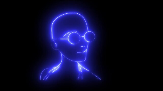 glowing neon a man icon animated. animation on a black background 4k video animation.