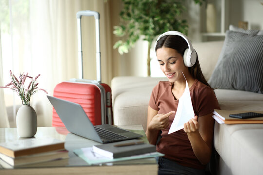 Tele worker showing indorm in a video call during business travel