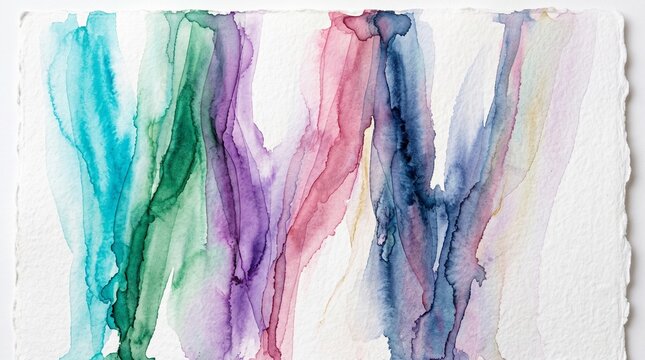 Aurora-Inspired Watercolor Veils in Blue Green Pink and Violet, Abstract Background
