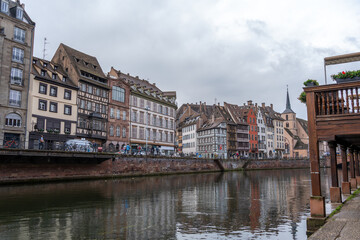 Fototapeta premium Colorful riverside buildings in the historic center of Strasbourg, France