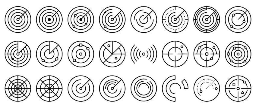 Set of Radar and Sonar Screen Icons