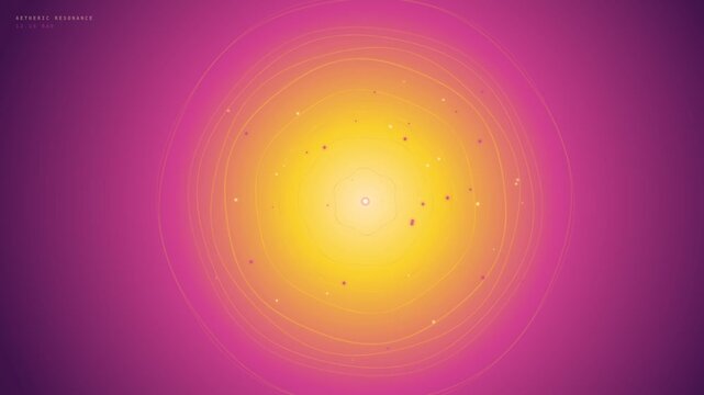 Abstract glowing orb with concentric circles and small stars in vibrant magenta background motion.
