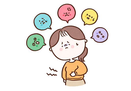Woman suffering from unstable emotions and physical condition due to PMS, premenstrual syndrome or health trouble concept
