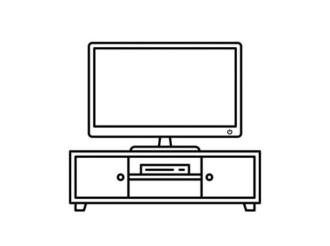 Flat pack tv stand with crt monitor on top