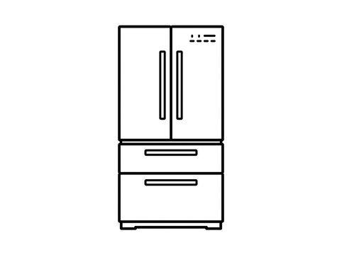 Modern double door refrigerator with freezer drawers illustration