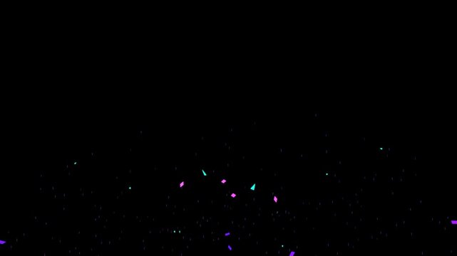 Confetti paper explosion cannon birthday party, anniversary party celebration animation, confetti blast 3d animation with multicolored glitter paper falling. Confetti Particles failing 4k animation