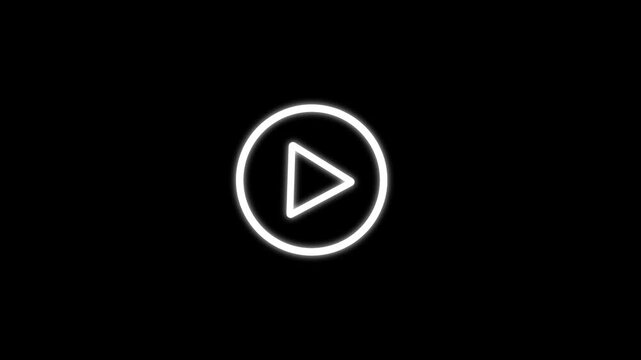 Play icon and video play button animation for website and mobile design on black background.
