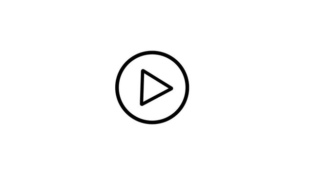 Play icon and video play button animation for website and mobile design on white background.