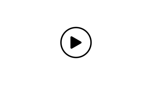 Minimalist black play button animation with a white video play icon on a white background.