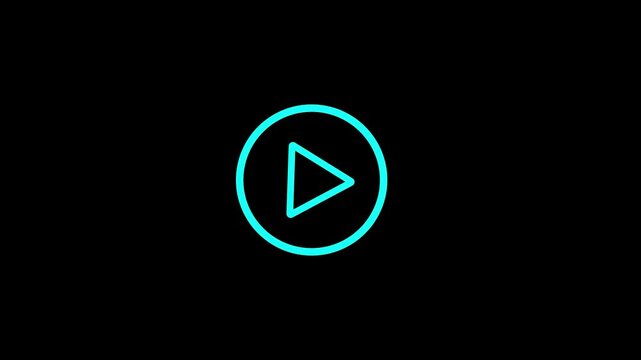 Play icon and video play button animation for website and mobile design on black background.