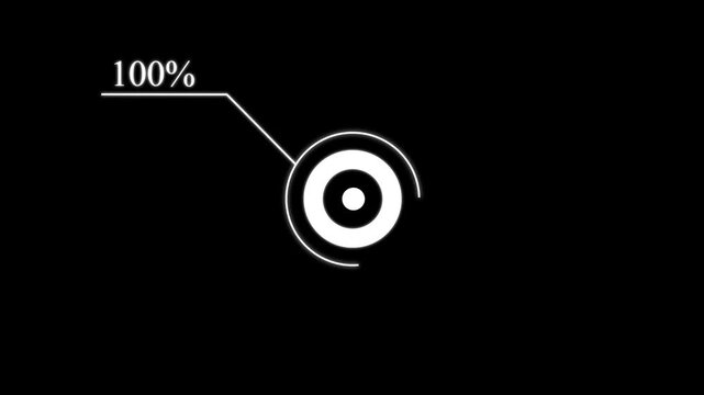 Circle infographic animation from 0 to 100 percent, round donut chart infographic element with alpha channel, 4K video.