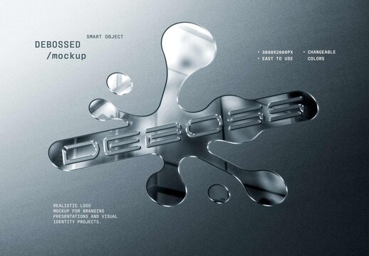 Debossed Glass Metal Mockup For Branding And Packaging Design