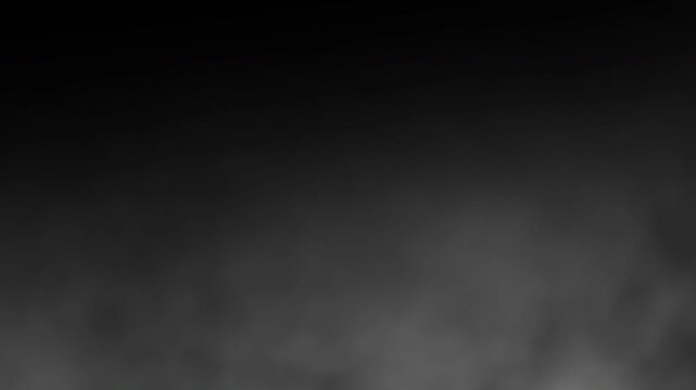 Thick fog effect. Seamless loop for video editing, fog smoke overlay on black background, 4K