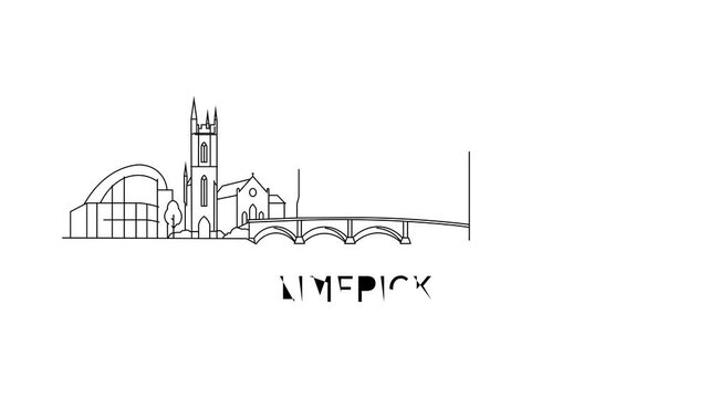 Simple line art shows Limerick's skyline