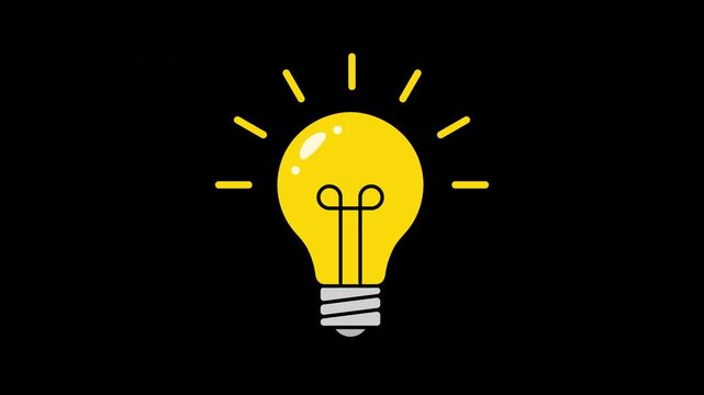 浮き上がってくる電球アイコンのアニメーション動画・アイデア・ひらめき・発見（透過・ループ）
