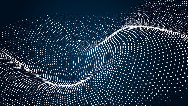 Abstract flowing particle wave background for technology and data visualization