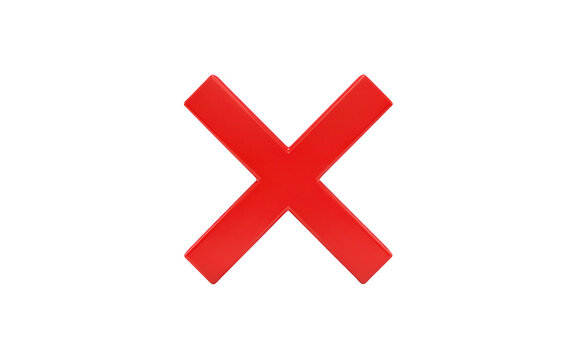 3d red cross mark symbol isolated on transparent background