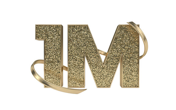 3d gold glitter 1m text isolated on transparent background