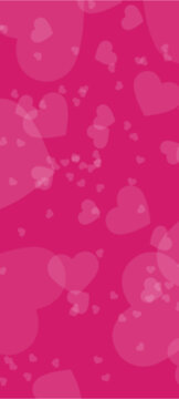 A background in shades of red and pink with blurred elements. Transparent hearts on an orange background. A wallpaper for a lockscreen, banner, poster, or themed design.