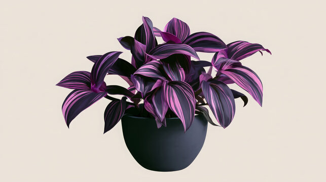 Tradescantia Pallida Pink Stripe Variegated Houseplant Close Up