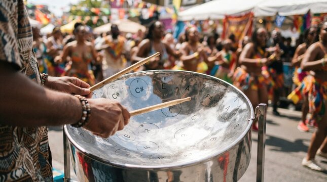 Person playing steel drum
