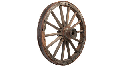 Vintage old wooden wheel rustic carriage cart element historical transport object isolated on transparent background © Brooks
