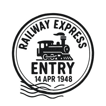 PNG Vintage railway stamp illustration.