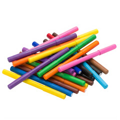 Fototapeta premium A colorful pile of plastic felt tip markers for drawing and art