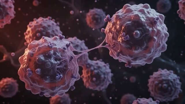Microscopic view of virus mutation or cancer cells