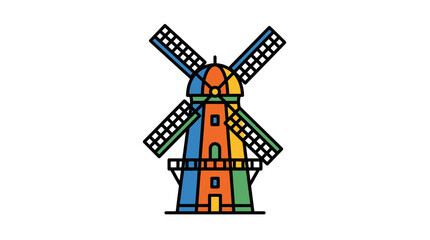 Obraz premium Colorful windmill illustration simple graphic design element
