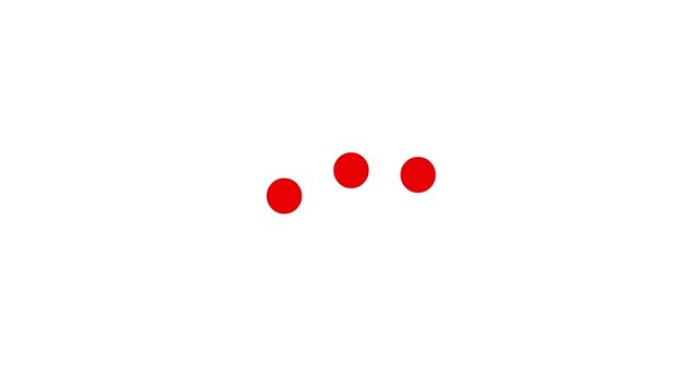Three dot  processing animation on a transparent background, Text message loading animation with alpha channel, 3 dot slow network 4k animation 