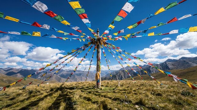 Colorful prayer flags in tibet