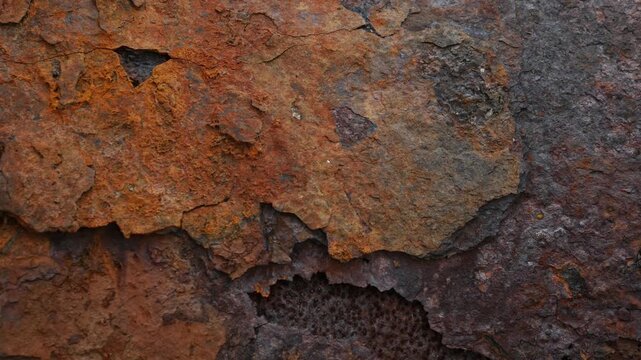 Rusty Metal Surface with Flaking Paint Chips Close Up Texture Background