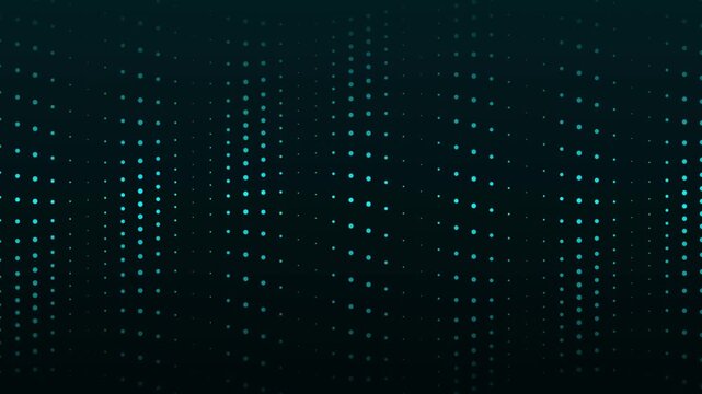 Cyan Particle Sine Wave Grid Digital Data Flow Loop Motion Graphic
