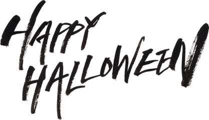 Happy Halloween calligraphic handwritten brush lettering phrase isolated on transparent background © UYAOWL