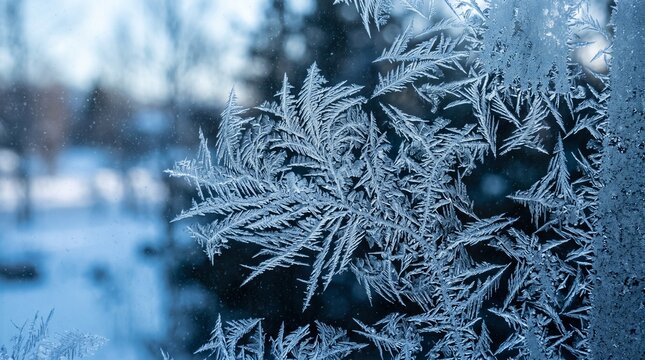 Wintry scene with cool blue tones, captured in detailed macro view