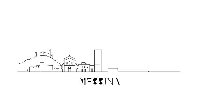 Minimal line art of Messina skyline