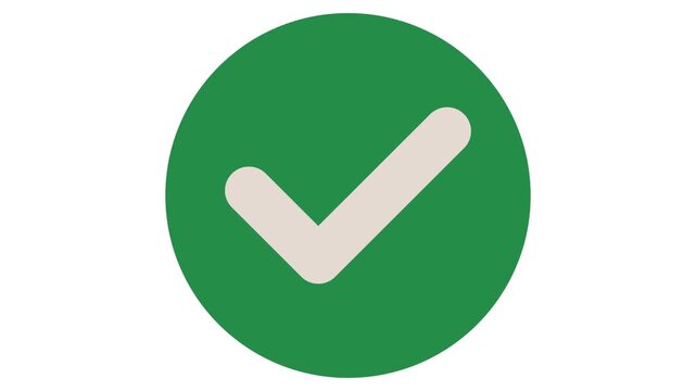 Vector animation. Approval concept. Green approval sign.