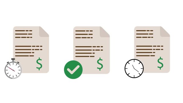 Vector animation. Office concept. Various documents.