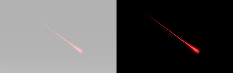 Red glowing light trail with curved motion streak and bright neon tip for speed energy and futuristic visual effect © theladydarina