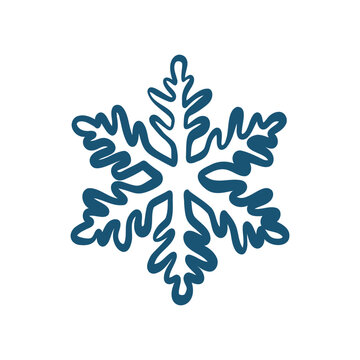 Hand drawn snowflake icon with detailed forked edges