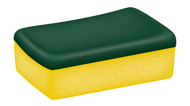 Green and yellow dual-sided cleaning sponge